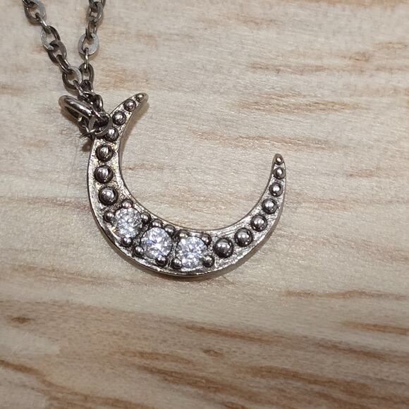 Delicate Sterling Silver 925 Layered Choker Chain Necklace CZ Star Moon Pendant - Picture 9 of 14